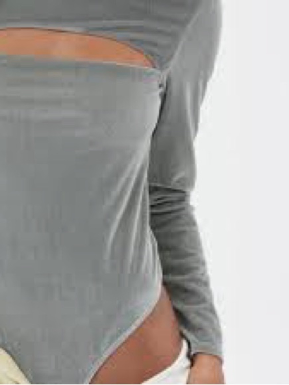 Velvet Peek bodysuit in Olive green Long-Sleeve Cutout Top